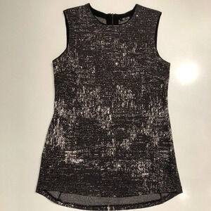 NIC+ZOE Sleeveless Crew Neck Knit Top Abstract Print w Sparkle Gray Sz M NWOT